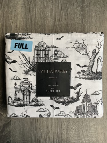 Cynthia Rowley Halloween VOLLSTÄNDIG Spuktoile schwarz Goth Laken Set 4-teilig viral