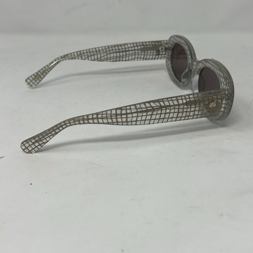 Lele Sadoughi Raffia Oval Sunglasses Clear Brown Plastic Retro 60s Designer $135 - Picture 4 of 9