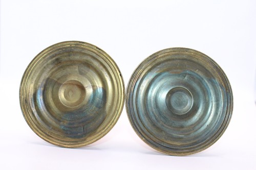 2 Vintage Brass Etched Grapes Crystal Hurricane Light Taper Candle Holders 9.5”T - Picture 17 of 24