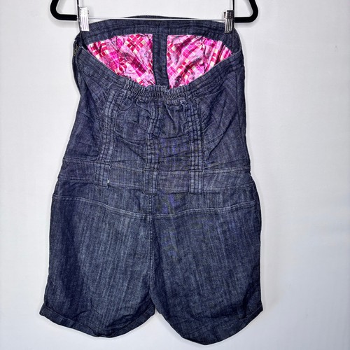 Boom Boom Jeans Romper Womens Size 1X Denim Strapless Side Zip Cuffed Pockets - Picture 6 of 13