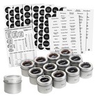Talented Kitchen Set of 12 Magnetic Spice Jars, 3oz Herb Tins, 269 Labels