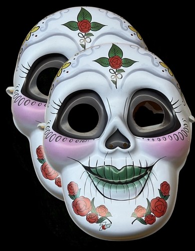 7UP Day of the Dead Skull Mask – Halloween Adult Masquerade Mask (2-Pack) - Picture 1 of 5