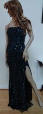 Windsor Women's Rowena Sequin Mermaid Dress Blue Black Scoop Neck Size M