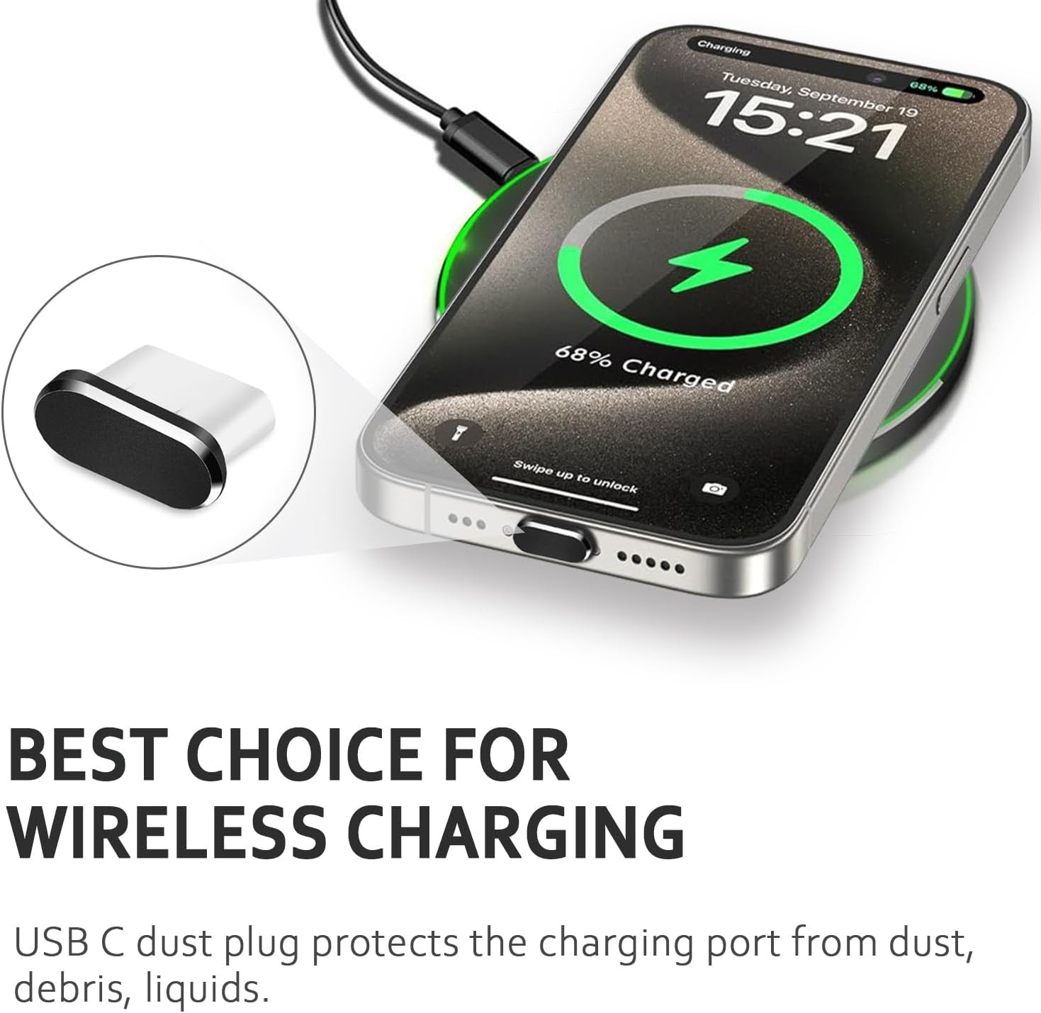 USB C Dust Plug, 4 Pack C Cover Type C Anti Port Plug Black 