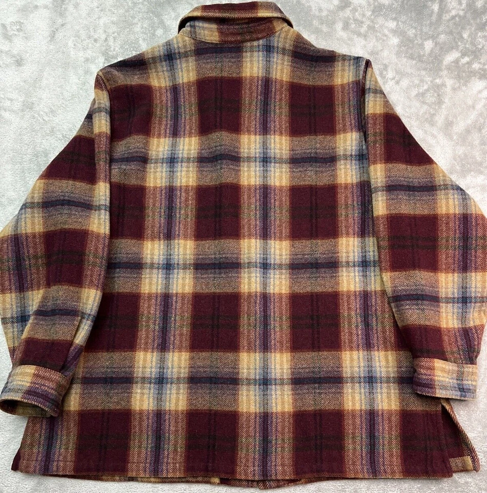 Crazy Horse Wool Blend Shirt Jacket Womans 2X Fall Plaid Zip Up Elbow Patches - Image 2 of 4