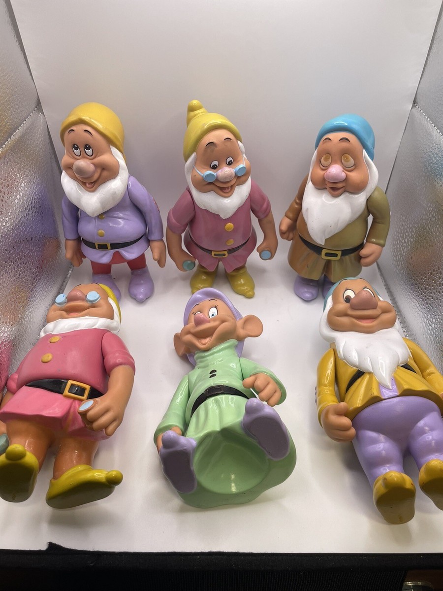 Vintage Disney The Seven 7 Dwarfs Rubber 6