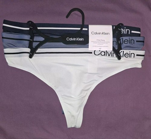 Calvin Klein Damen 3-Pack Logo Tanga Höschen QP3184R-401 (Größe Medium) neu mit Etikett UVP $ 35