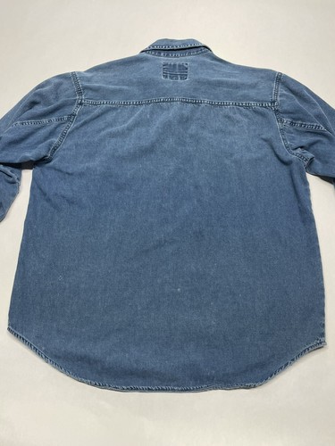 Vintage Levis Red Tab Denim Metal Button Up Distressed Jeanshemd Shacket Herren L - Bild 13 von 24