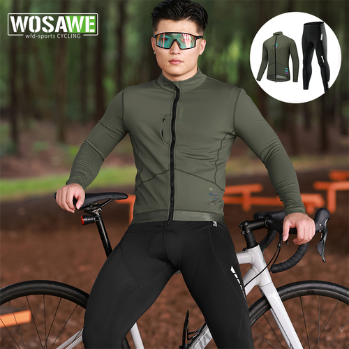 WOSAWE Herren Fahrradbekleidung Fleece Warm Reflektierend Jacke 3D Gel Padded Tights - Bild 1 von 25