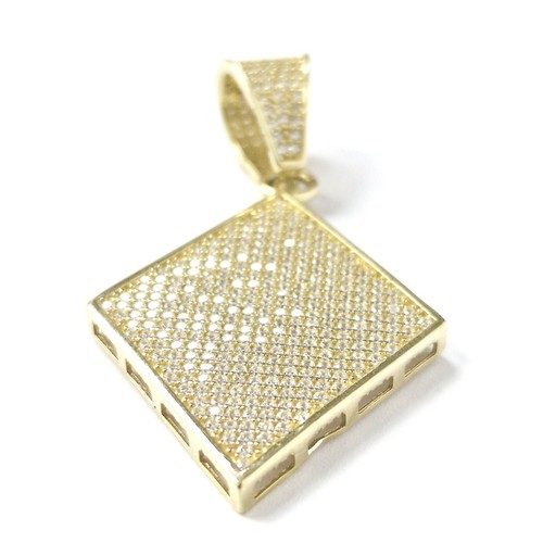 9ct Gold Pendant Poker Style Cubic Zirconia Stones 6.3g 44mm - Picture 13 of 13
