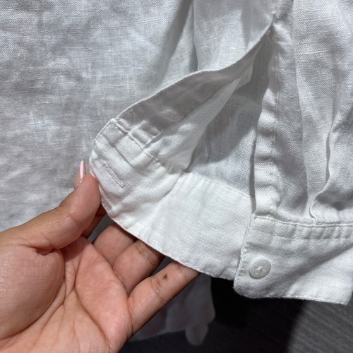 J Jill Love Linen Tunic Blouse Shirt Women's XL White 100% Linen Roll Tab Sleeve - Picture 10 of 18