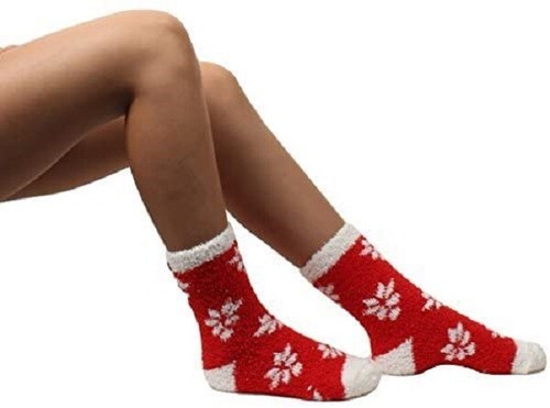 Calcetines suaves difusos para mujer, calcetines de vacaciones de Navidad con zapatillas, calcetines difusos copos de nieve - Imagen 11 de 31