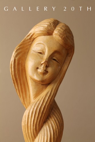 CHARMING! MID CENTURY GIRL WOOD SCULPTURE! MODERN VTG 50'S 60'S ART RAPUNZEL - Picture 2 of 9
