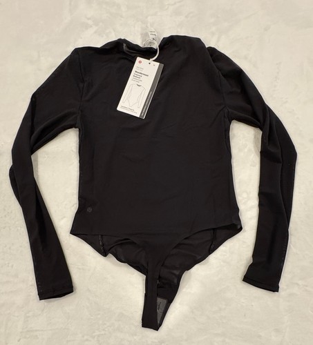 LULULEMON Nulu Mesh Long-Sleeve Crewneck Bodysuit Black Sz M - Picture 4 of 5