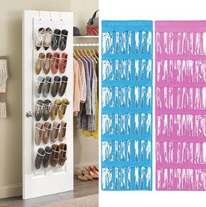 Clear Collection 24 Pocket Over The Door Shoe Organizer Hanging Bag Image Is Loading Clear Collection 24 Pocket Over The Door Shoe