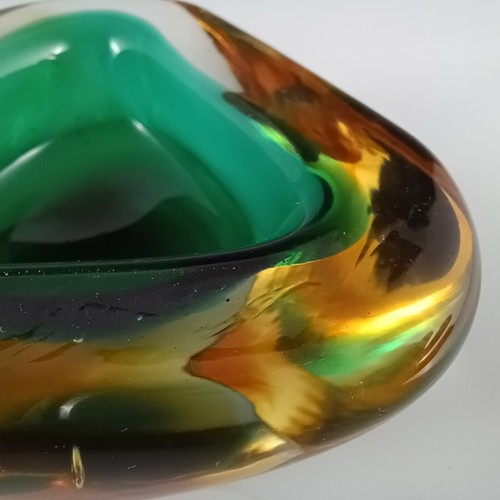 Murano Geode Green & Amber Sommerso Glass Triangle Bowl - Picture 5 of 7