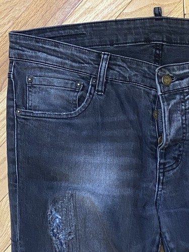Dsquared2 Men’s Distressed Jeans Black/Gray Size W50 L34 Made In Italy - Picture 9 of 10