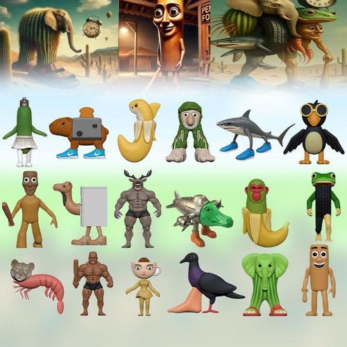 A Set Of NEW Italian Brainrot Tung Sahur Figure Toy Tralalero Tralala Figures - Imagen 10 de 17