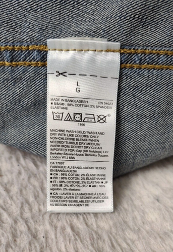 Gap Girls Outerwear Large Blue Cotton Blend Long Sleeve Button Down Denim Jacket - Picture 16 of 17