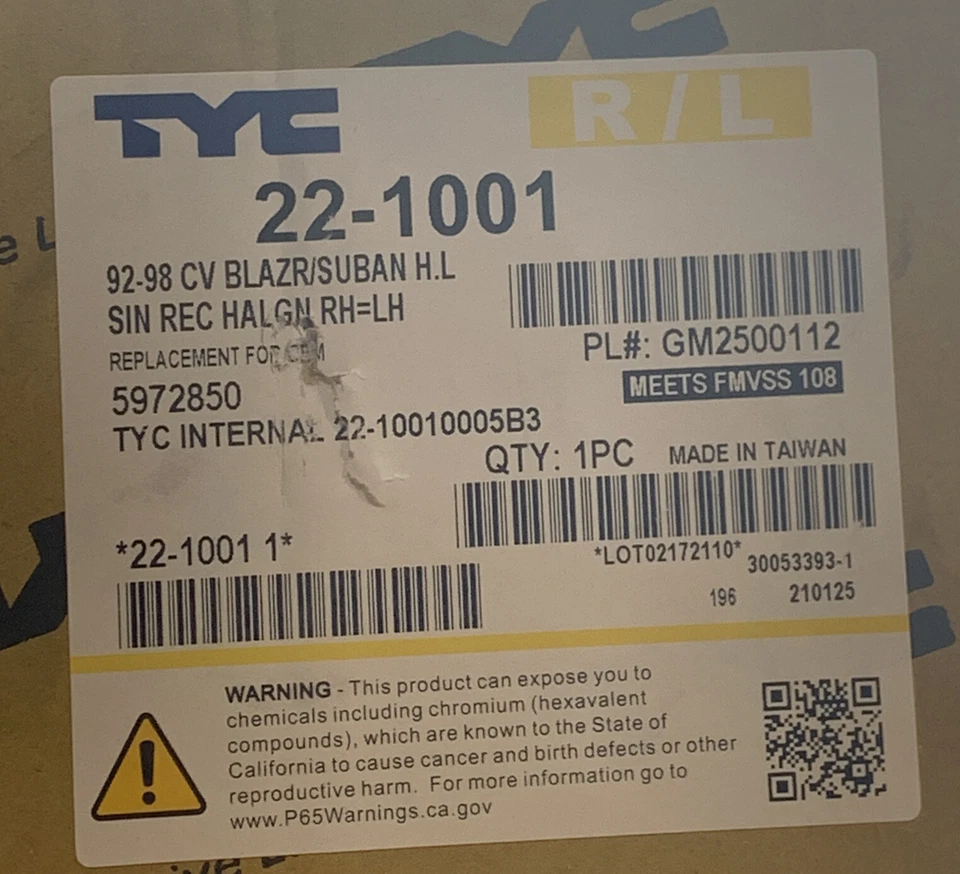 Conjunto de farol esquerdo TYC compatível com Chevrolet Blazer 1992-1998 - Imagem 3 de 3