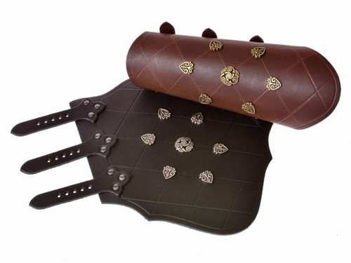 Armschützer mit Ziernieten "Wikinger", Armschiene Lederarmschützer Leder - Bild 3 von 5