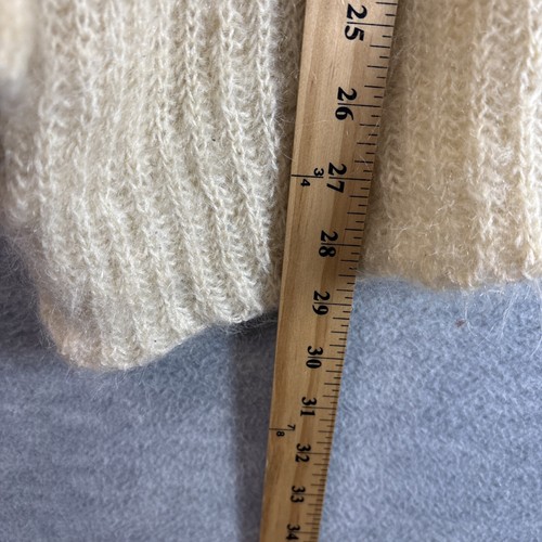 Vintage Wool/Mohair Sweater M/L Tunic Deep V-Neck Cream Fuzzy Retro Cottage - Picture 13 of 21