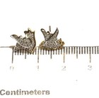 New 925 10k yellow gold .11ct diamond Dove Birds stud earrings unique   — photo 6