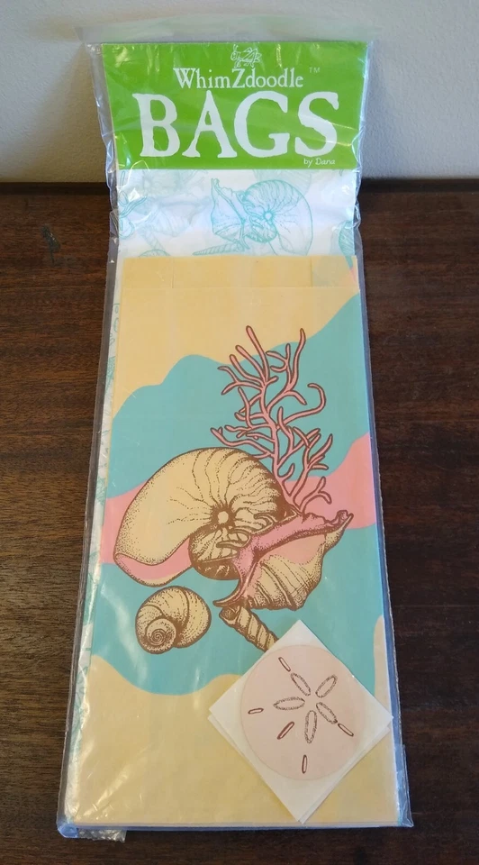Vintage Nautical Gift Bags, Stickers, Tissue Paper 15 Pc Set, Ocean, Shells - Image 2 of 4