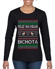 Feliz Navidad Bichota Women Long Sleeve TShirt