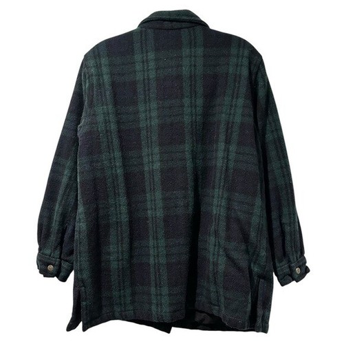 Fashion Bug Shacket Women's 14 / 16 W Green Wool Plaid Vintage Zip Shirt Jacket - Picture 3 of 6