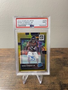 Derek Stingley Jr 2022 Panini Donruss Optic Gold  Auto /10 RC #244 PSA 9