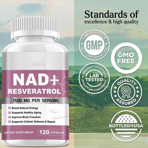 NAD+ Resveratrol 1500mg - for Anti-Aging Energy Focus Cellular Metabolis - Picture 10 of 10