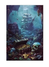 Pirate Ship Oil Painting Picture Printed On Canvas,Gifts For Him Home Wall Decor