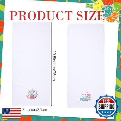Remagr 2 Pack Easter Hand Towels Bathroom Cotton Embroidered 13.7'' x 29.5'' - Picture 3 of 5
