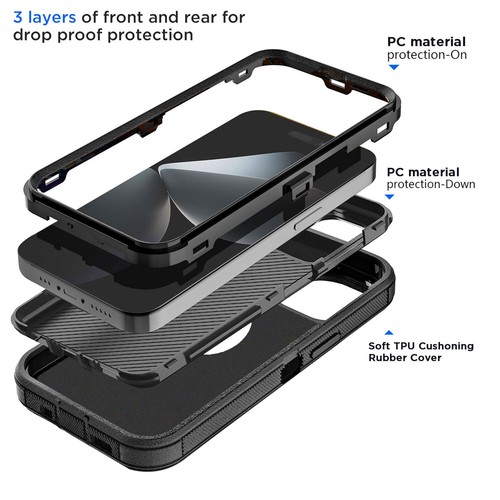 Funda rígida protectora resistente para teléfono Apple iPhone 15/Pro/Pro Max/15+ - Imagen 3 de 54