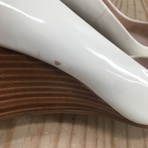 Cole Haan Sandals Womens 7.5 Sadie Wedge Pumps White Leather Casual Peep Toe - Picture 12 of 18