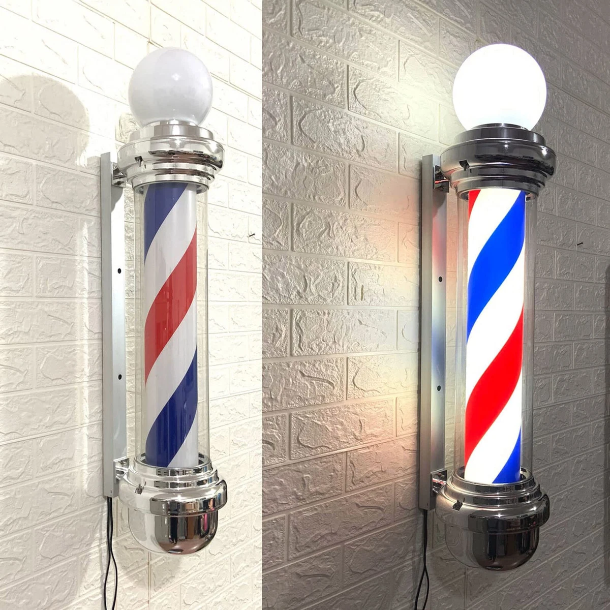 Barber Shop Pole Rotating Light Hair Salon Red/Blue/ White LED