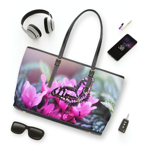 Butterfly Floral Leather Shoulder Bag Stylish Everyday Tote, Chic Purse Designer - Picture 5 of 9