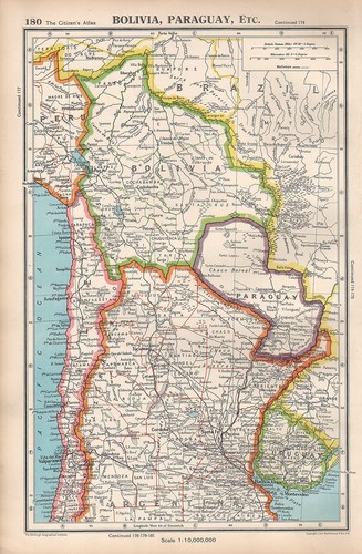 Map Of Bolivia And Paraguay 1952 Map ~ South America ~ Bolivia Paraguay Argentina Uruguay | Ebay
