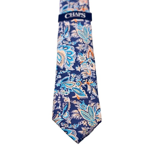 Chaps Ralph Lauren Silk Tie Blue Orange Floral Necktie NWT Wedding Business - Picture 5 of 6