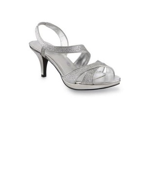 silver ankle strap low heels
