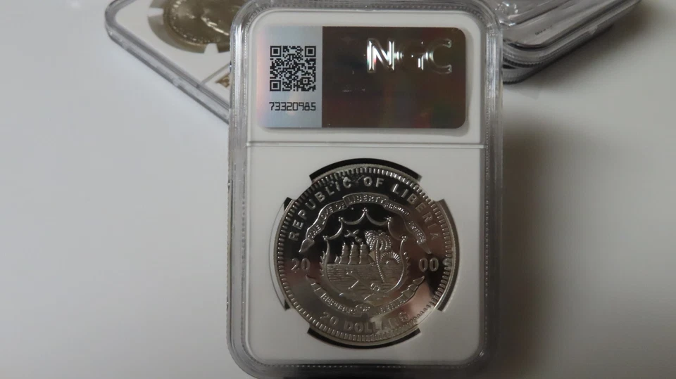 Liberia Africa 2000 Dublin Ireland 999 Silver $20 Super NGC PF 67 Ultra Cameo - Image 4 of 4