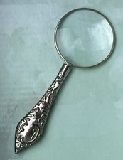 Vintage Silver Tone Ornate Magnifying Glass