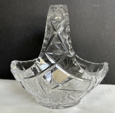 Hochglanz Bleikkristall Crystal Glass Basket Dish Wedding Basket Heavy Etched EC