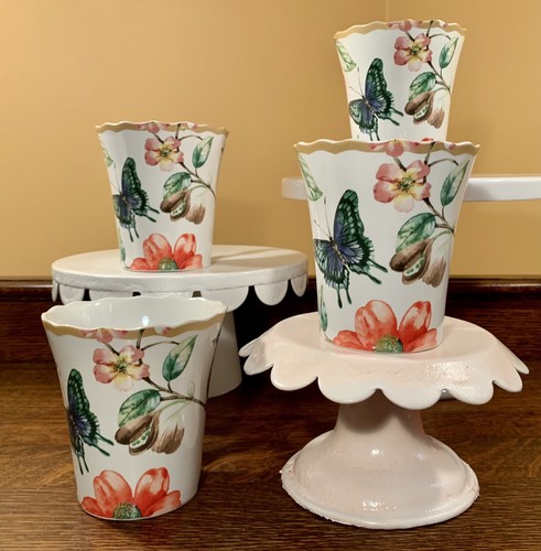 Lot Of 4 222 Fifth AMBRI Porcelain 4” Mugs: Birds • Butterflies 🦋 Flowers - Picture 6 of 12