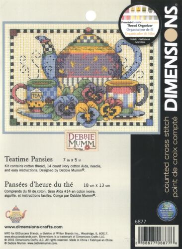 Mini Kit de Punto de Cruz ~ Dimensiones/Tazas de Té y Flores Debbie Mumm #6877 - Imagen 2 de 3