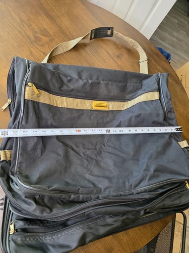 Verdi Tweed & Leather Folding 2-Suiter Garment Bag with Shoulder Strap - Picture 4 of 13