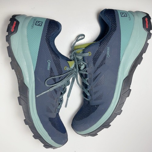 Salomon Womens 9.5 Outline Mid GTX W Navy Blazer Hydro Guacamole Outdoor Shoes - 第 10/16 張圖片