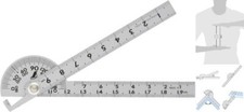 SHINWA protractor Mini silver ø40, rod scale 10 cm 0-180°  No.62995
