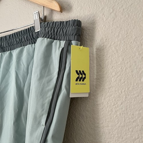 Pantaloncini corti ibridi nuovi con etichette All In Motion Activewear donna XXL verde 7" cuciture interne - Foto 2 di 9